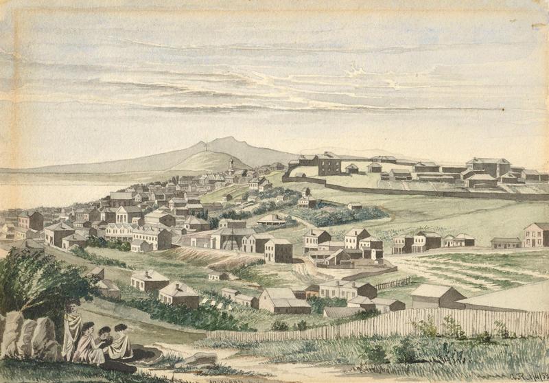 A nineteenth century view of Auckland from the harbour, 1859